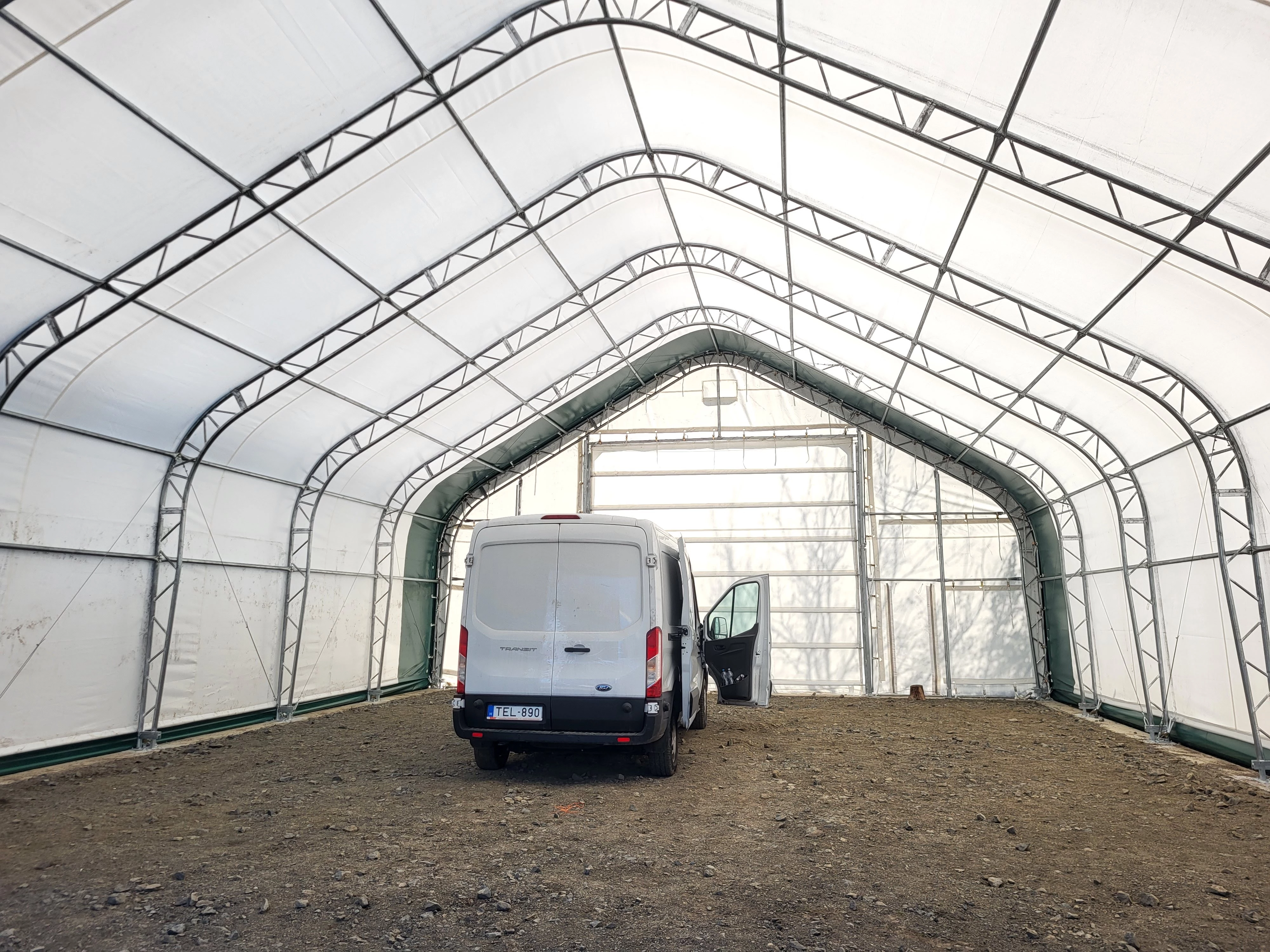 Ház alakú raktársátor 12,2m x 18,3m x 7,01m 900gr (223nm alapterület) készleten